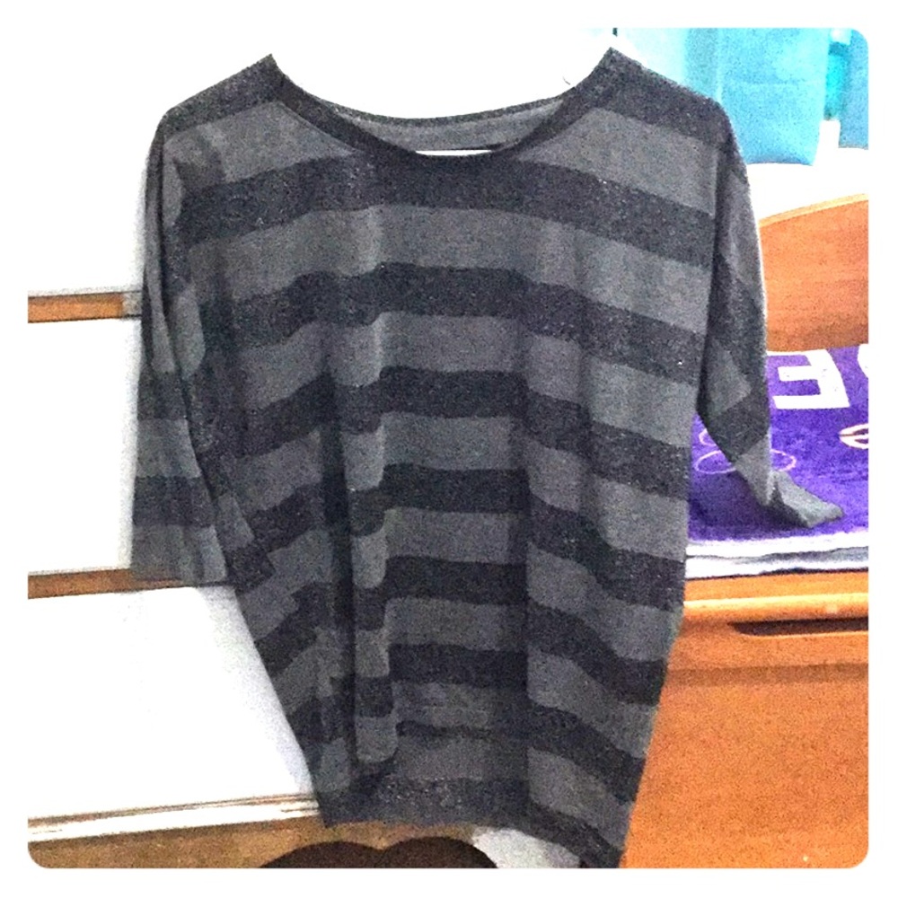 Black, gray, and silver T-shirt for women